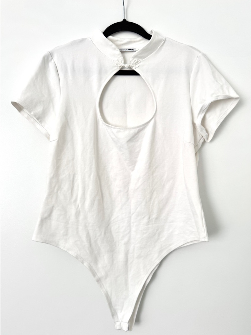 Fashion Nova White Keyhole Bodysuit, Size 1X - EUC